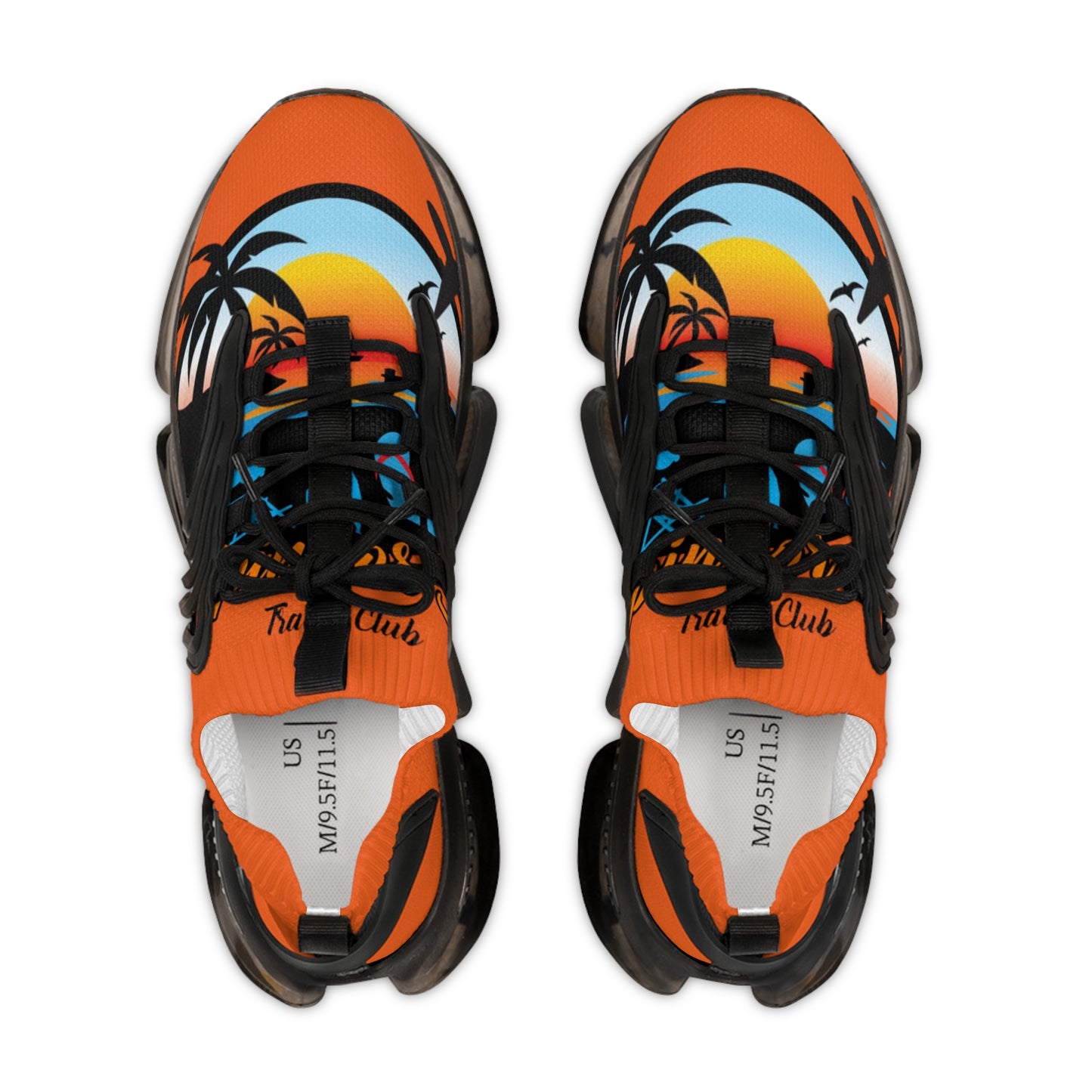 Men's Mesh Sneakers — Retro Palm Sunset Athletic Shoes