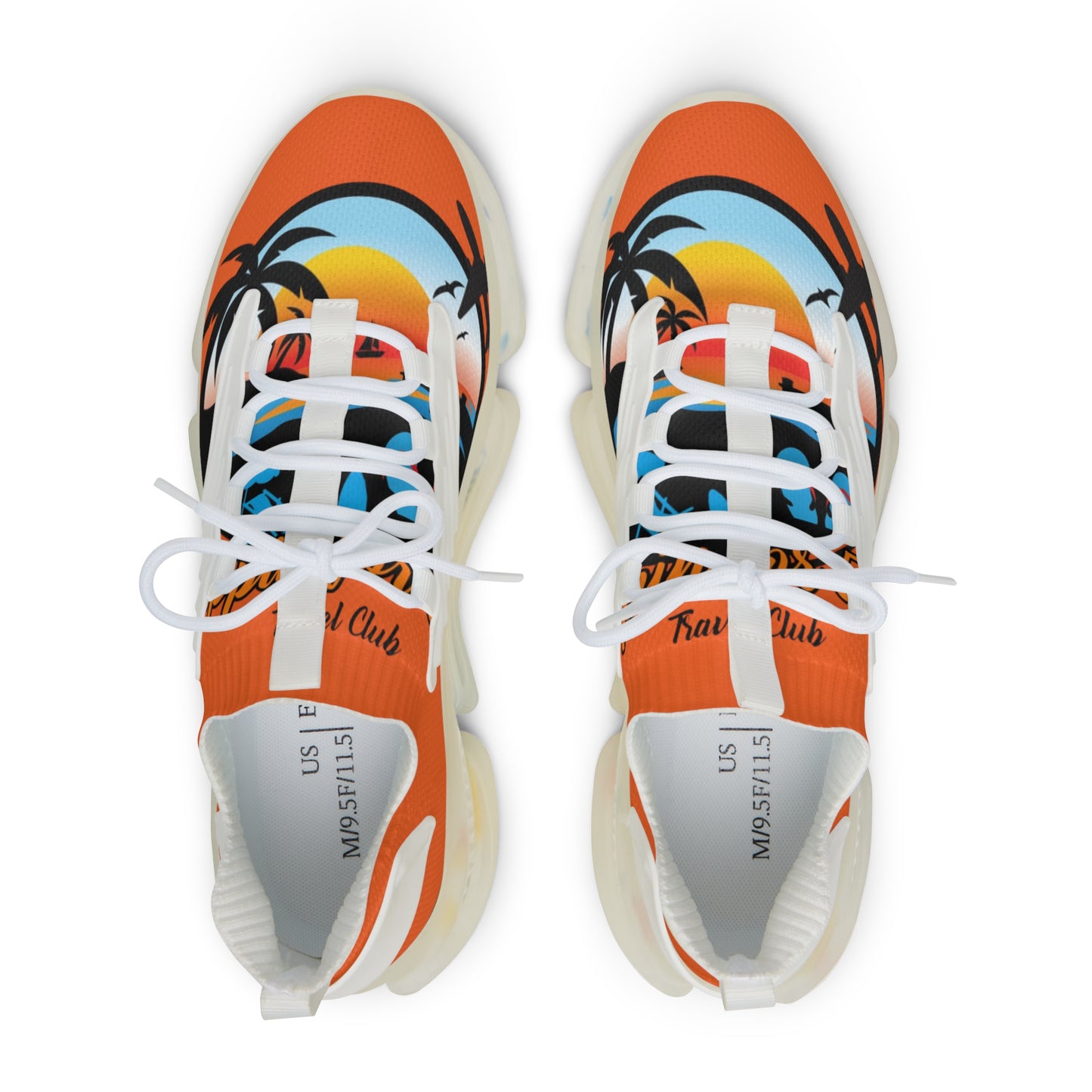 Men's Mesh Sneakers — Retro Palm Sunset Athletic Shoes