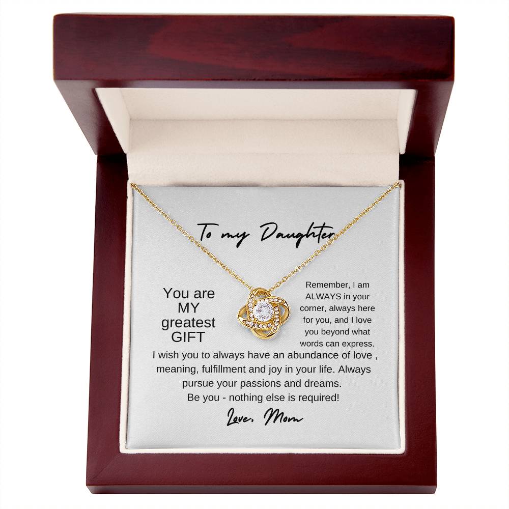 To My Daughter ~ Love, Mom | Back to School | Off to College | Love Knot Necklace