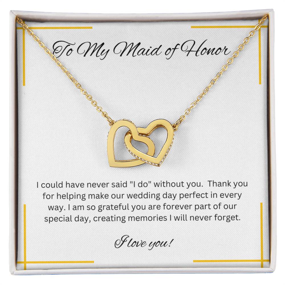 Maid of Honor | Bridal Party Gift | Interlocking Hearts Necklace