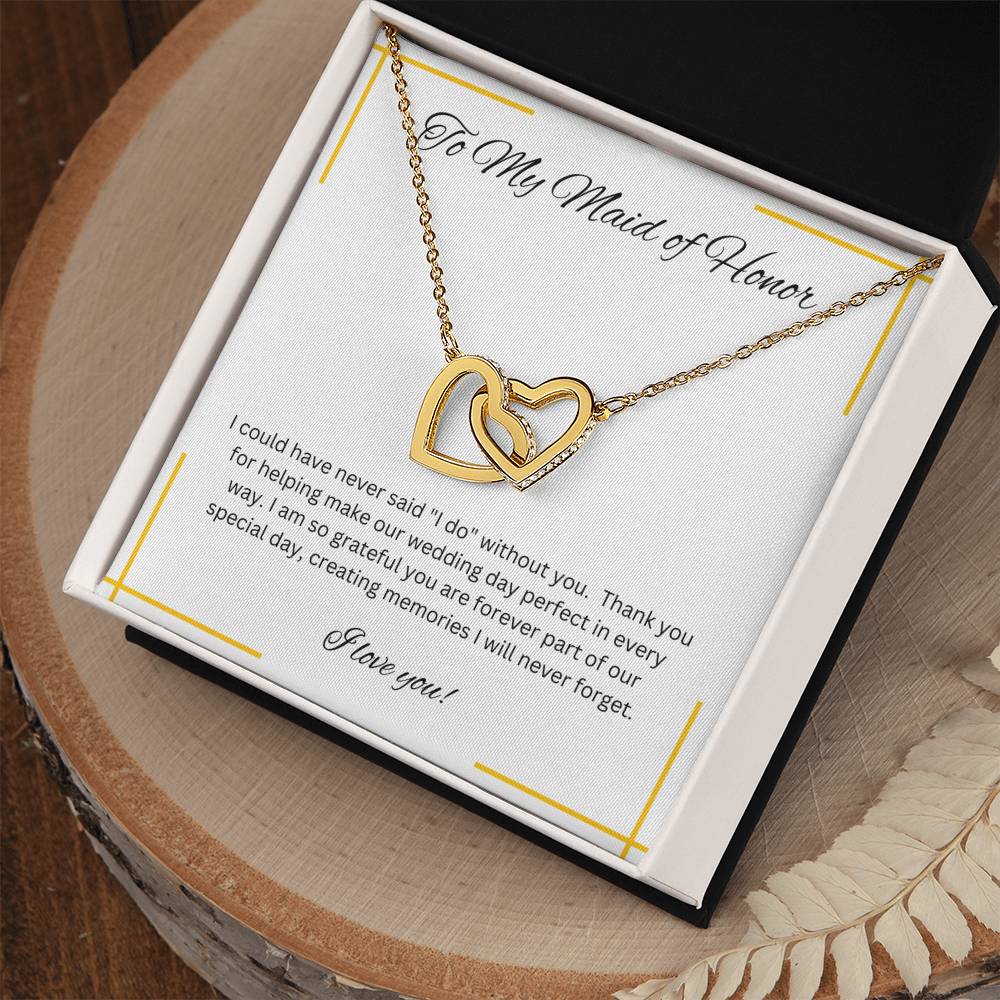 Maid of Honor | Bridal Party Gift | Interlocking Hearts Necklace