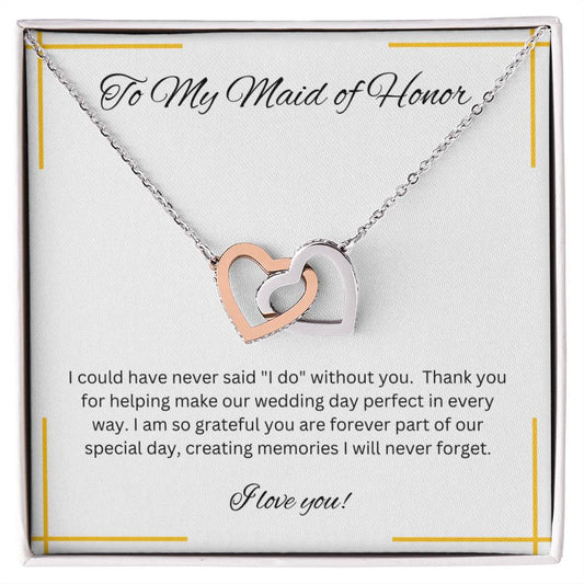 Maid of Honor | Bridal Party Gift | Interlocking Hearts Necklace