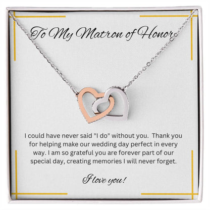 Matron of Honor | Bridal Party Gift | Interlocking Hearts Necklace