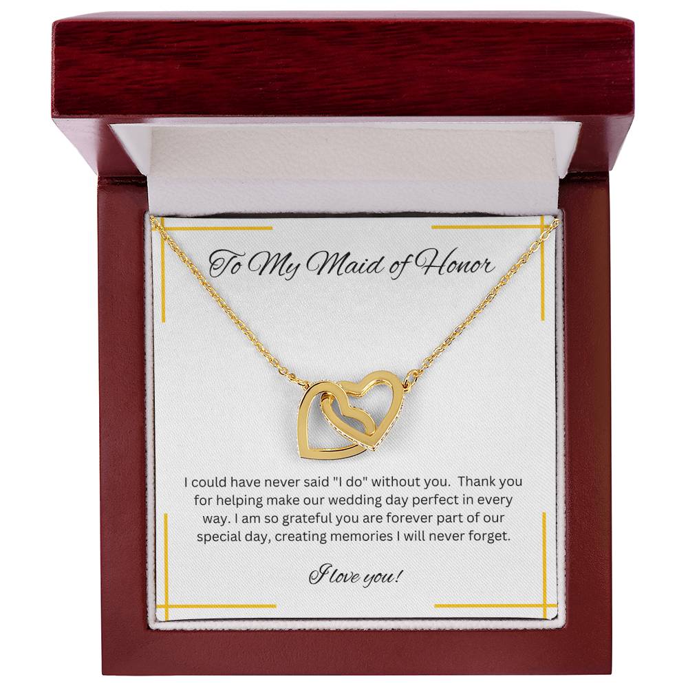 Maid of Honor | Bridal Party Gift | Interlocking Hearts Necklace