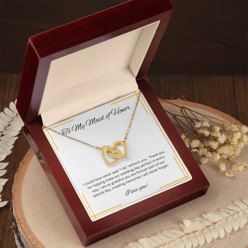 Maid of Honor | Bridal Party Gift | Interlocking Hearts Necklace