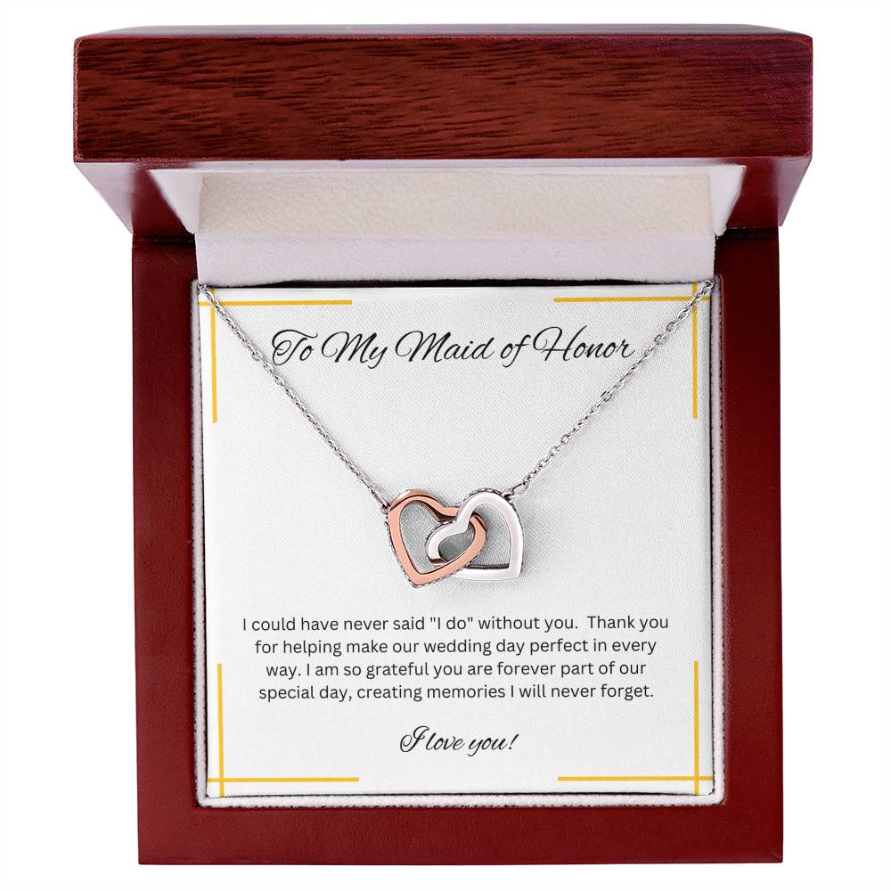 Maid of Honor | Bridal Party Gift | Interlocking Hearts Necklace