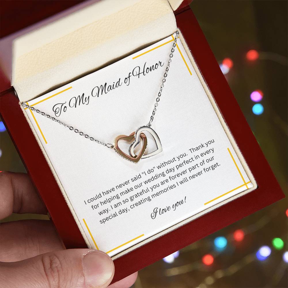 Maid of Honor | Bridal Party Gift | Interlocking Hearts Necklace